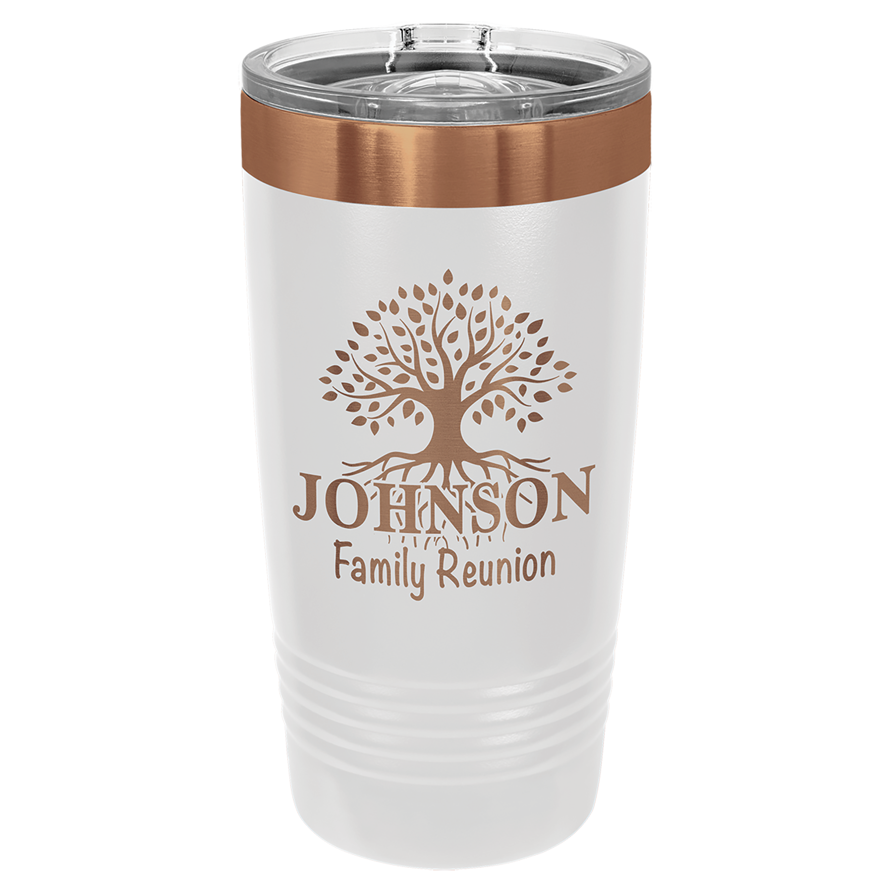 20 oz. White/Rose Gold ION-Plated Ringneck Tumbler with Slider Lid