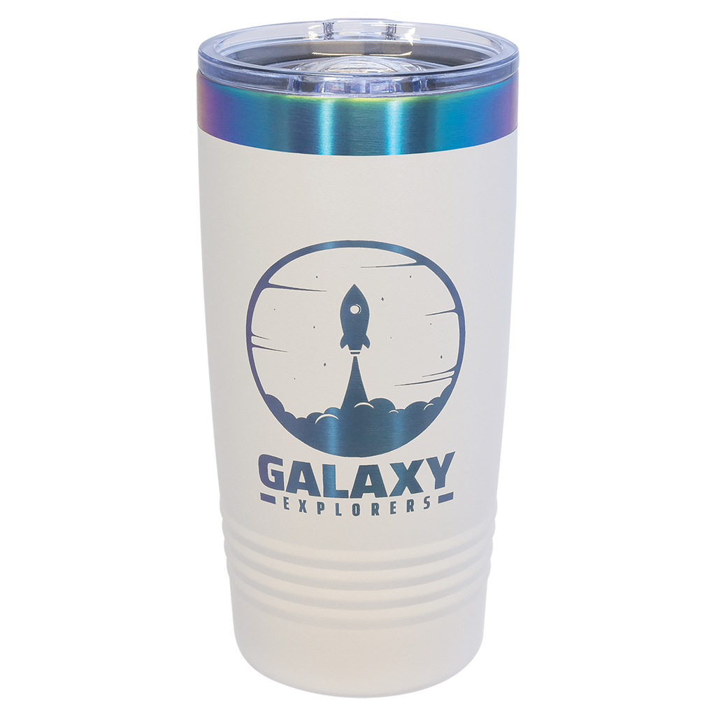 20 oz. White/Prism ION-Plated Ringneck Tumbler with Slider Lid