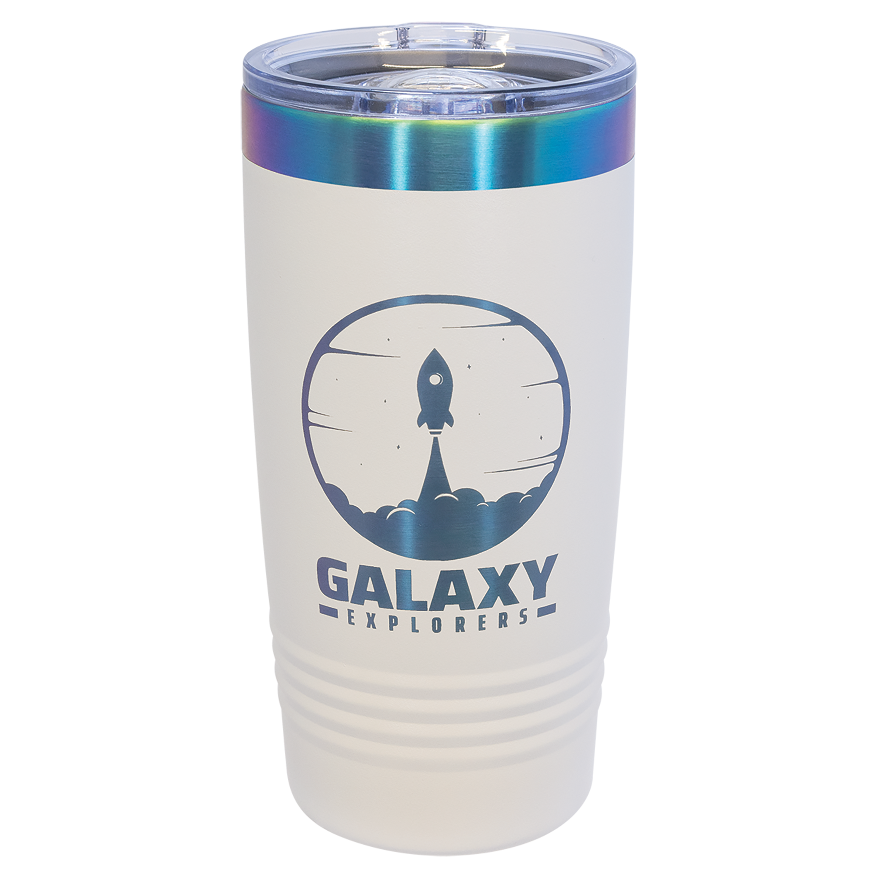 20 oz. White/Prism ION-Plated Ringneck Tumbler with Slider Lid