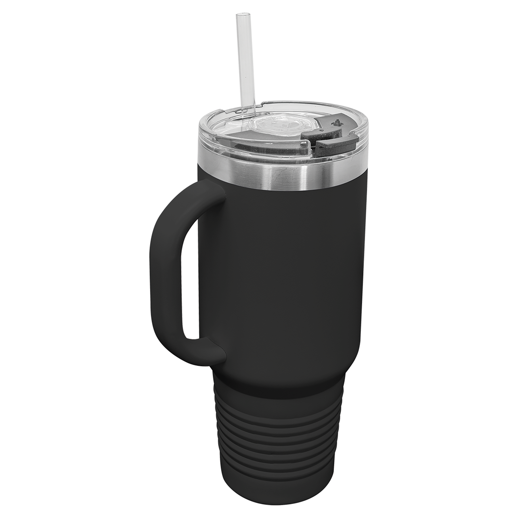 Black 40 oz. Travel Mug with Straw and Snap Lid