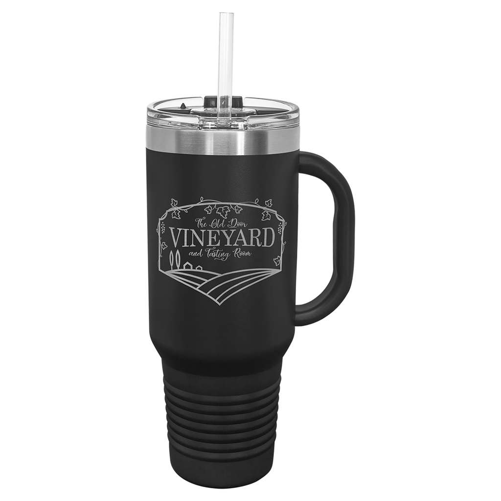 Black 40 oz. Travel Mug with Straw and Snap Lid