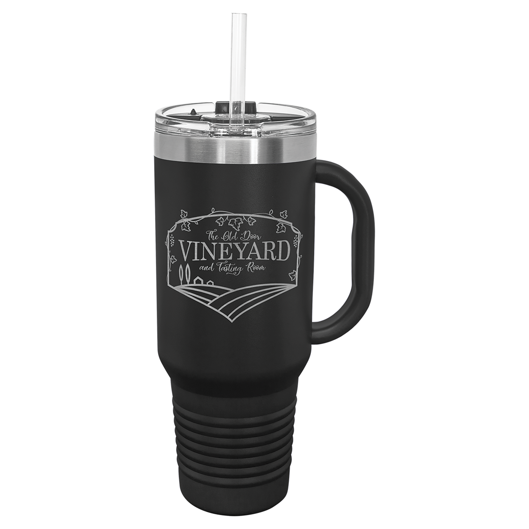 Black 40 oz. Travel Mug with Straw and Snap Lid