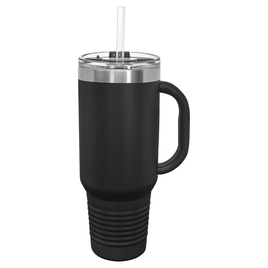 Black 40 oz. Travel Mug with Straw and Snap Lid