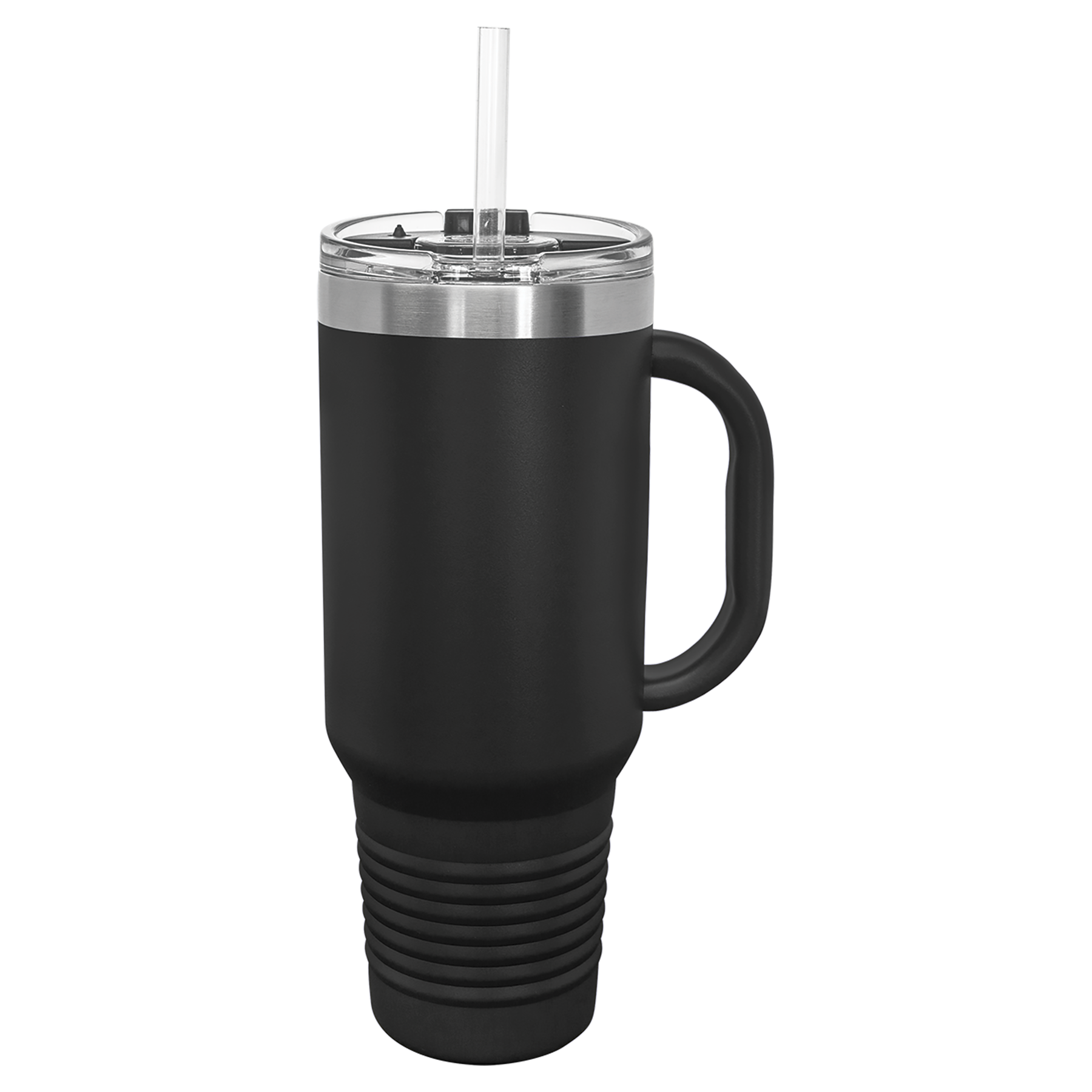 Black 40 oz. Travel Mug with Straw and Snap Lid