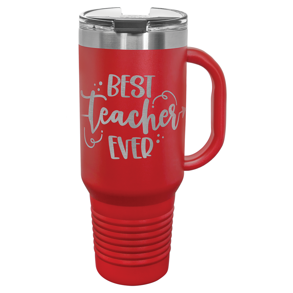 Red 40 oz. Travel Mug with Straw and Snap Lid
