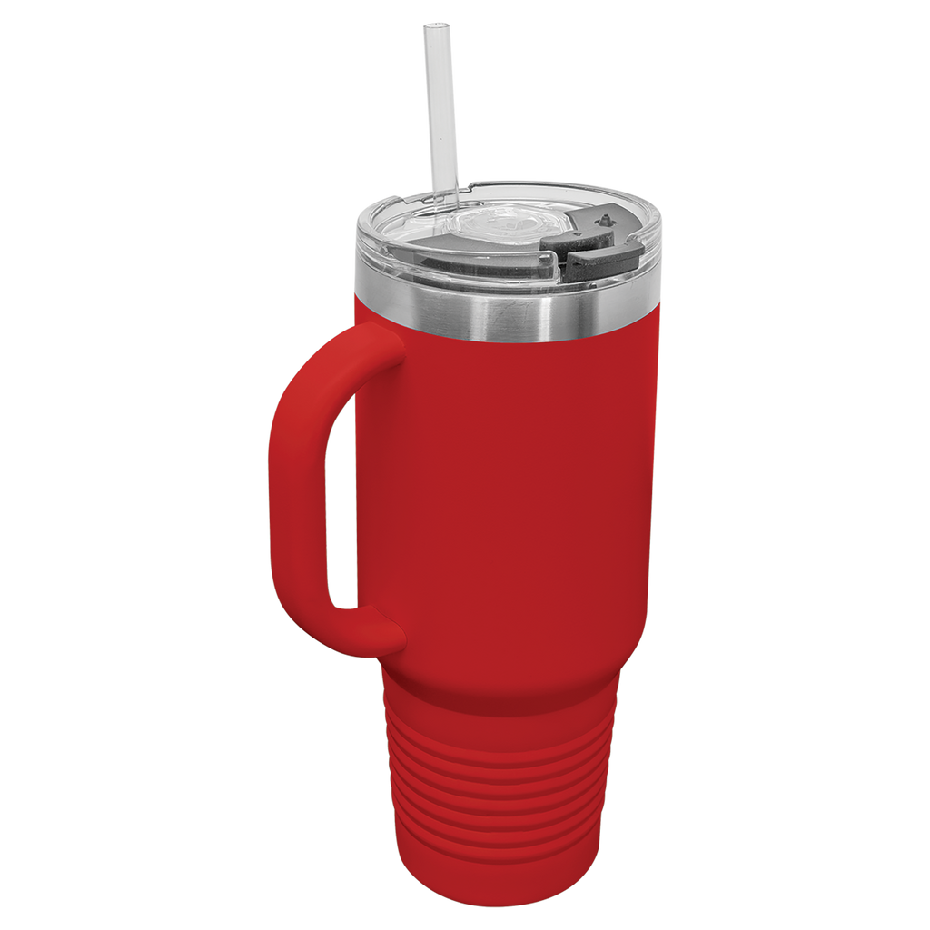 Red 40 oz. Travel Mug with Straw and Snap Lid