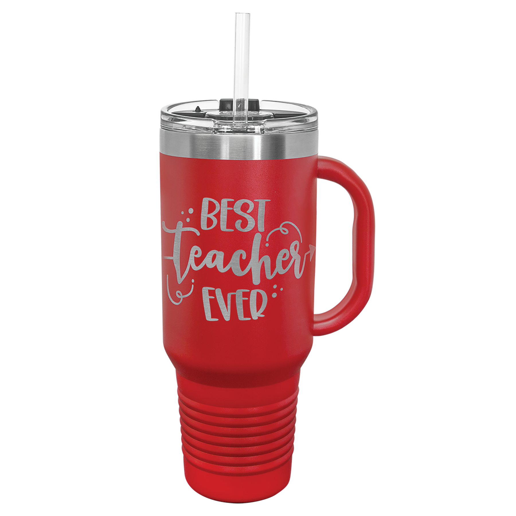 Red 40 oz. Travel Mug with Straw and Snap Lid
