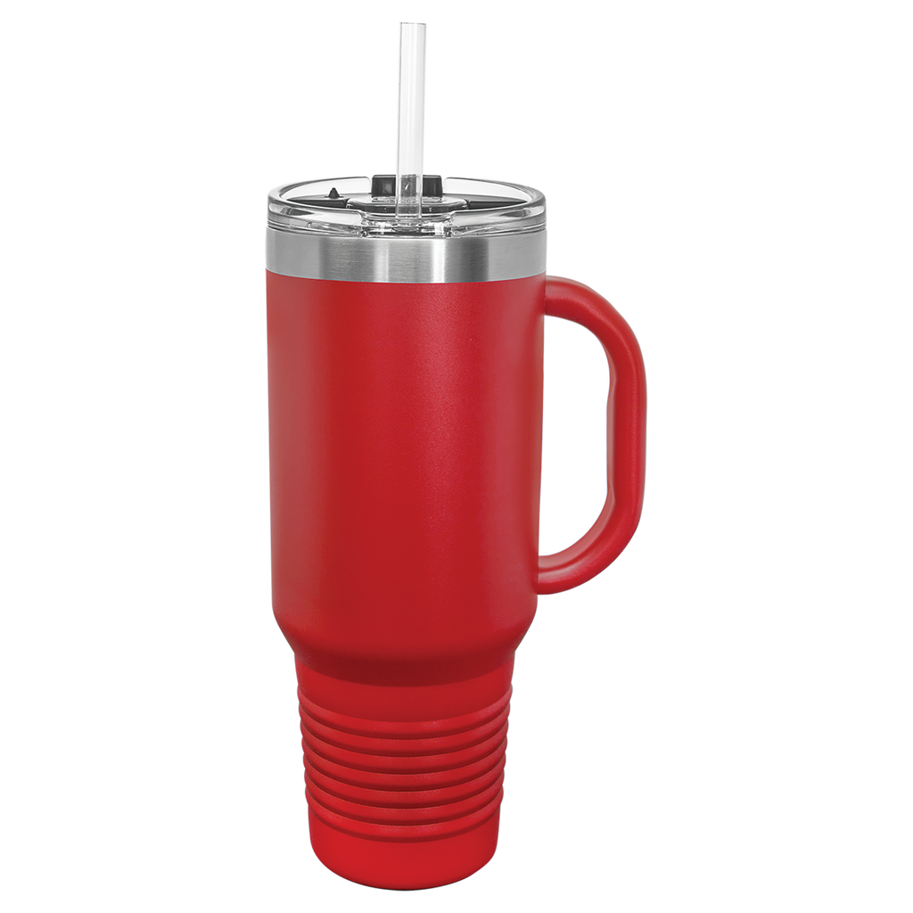 Red 40 oz. Travel Mug with Straw and Snap Lid