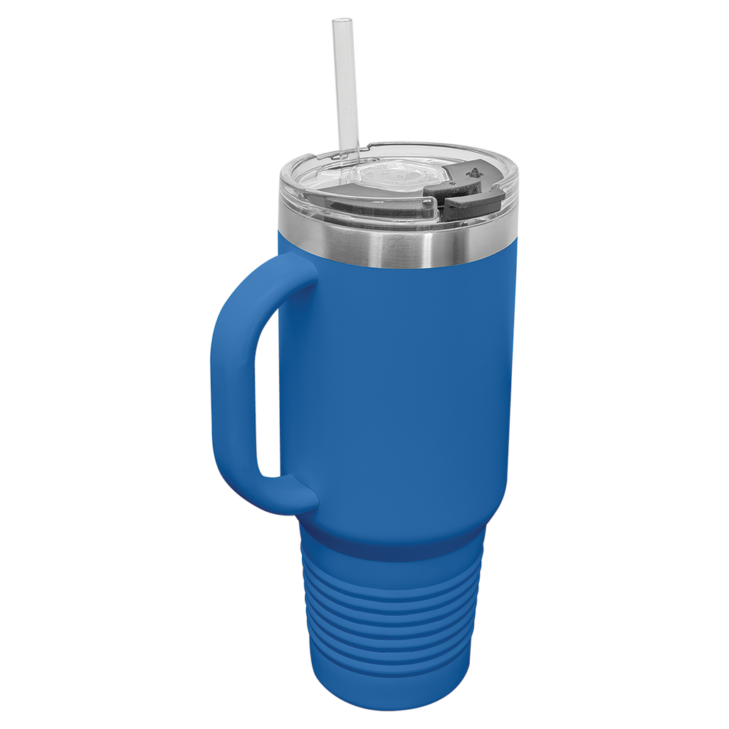 Royal Blue 40 oz. Travel Mug with Straw and Snap Lid