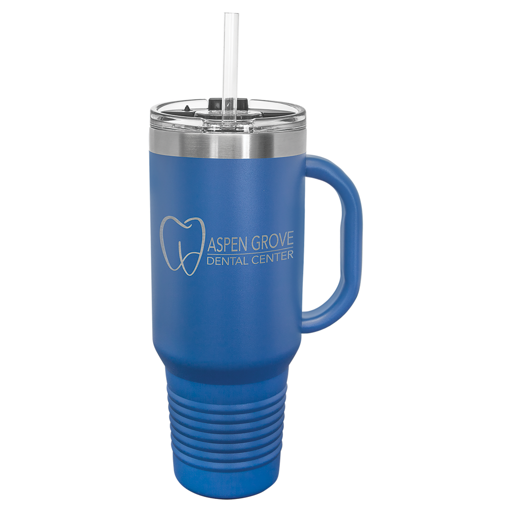 Royal Blue 40 oz. Travel Mug with Straw and Snap Lid