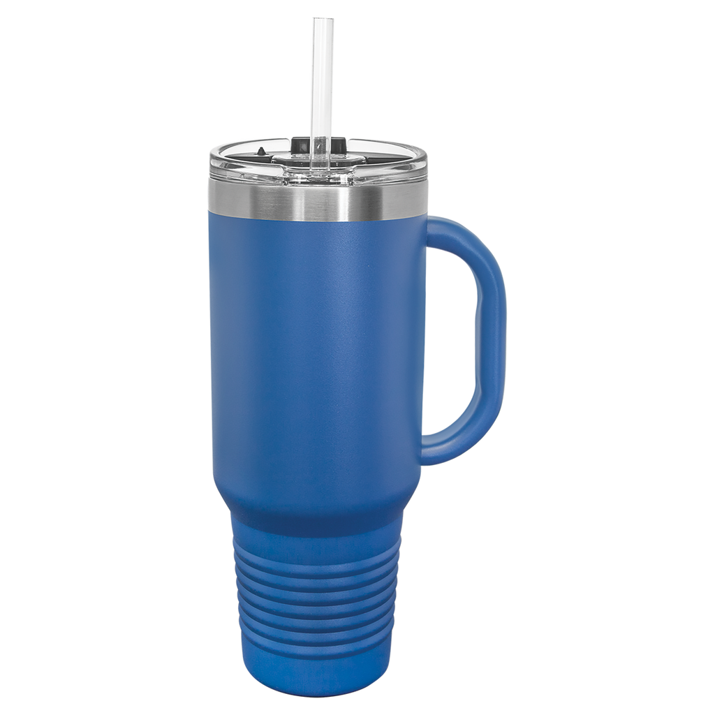 Royal Blue 40 oz. Travel Mug with Straw and Snap Lid