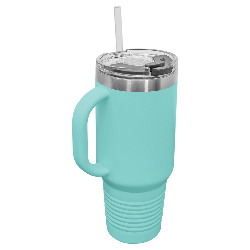Teal 40 oz. Travel Mug with Straw and Snap Lid
