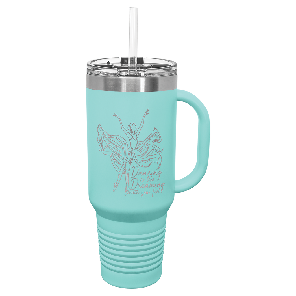 Teal 40 oz. Travel Mug with Straw and Snap Lid