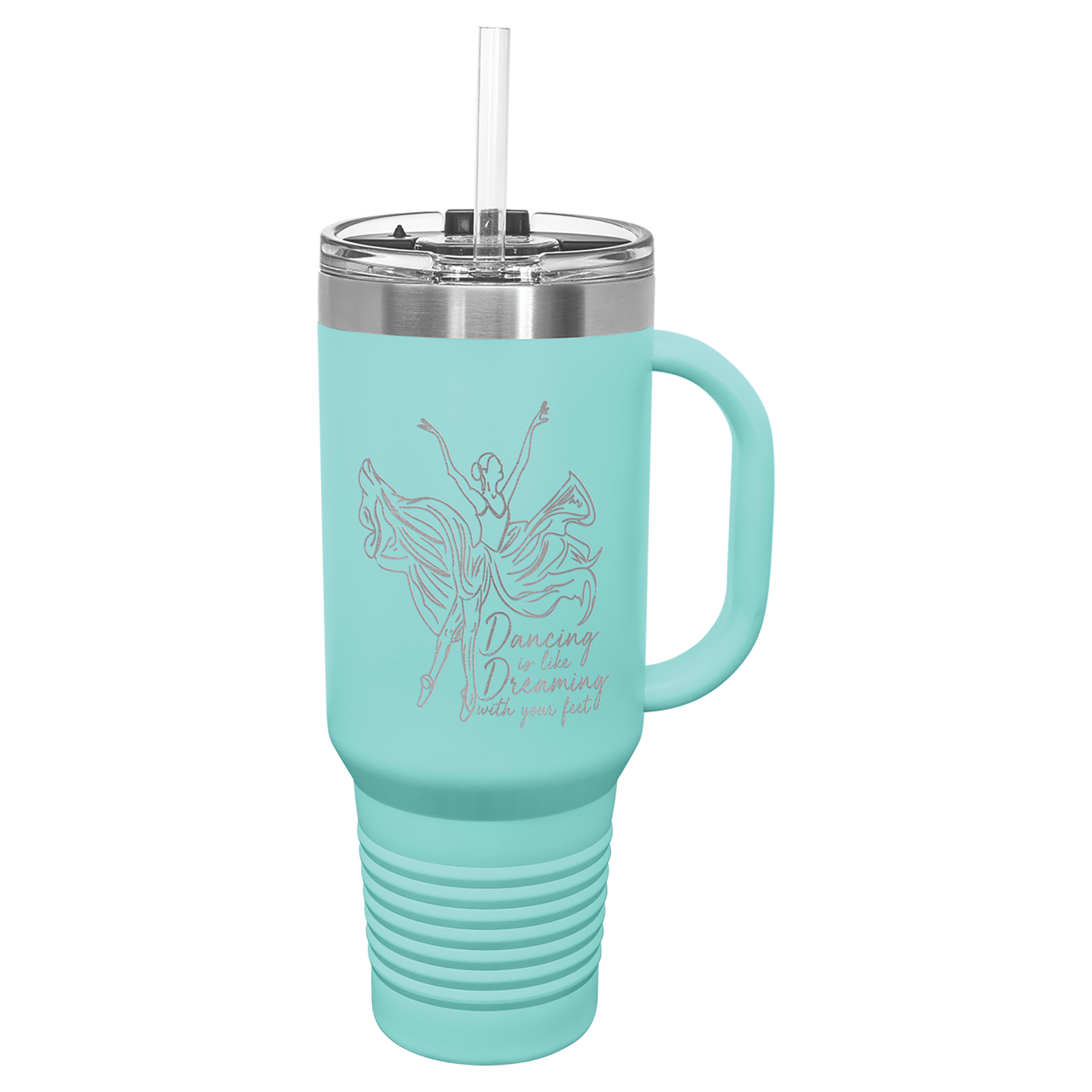 Teal 40 oz. Travel Mug with Straw and Snap Lid