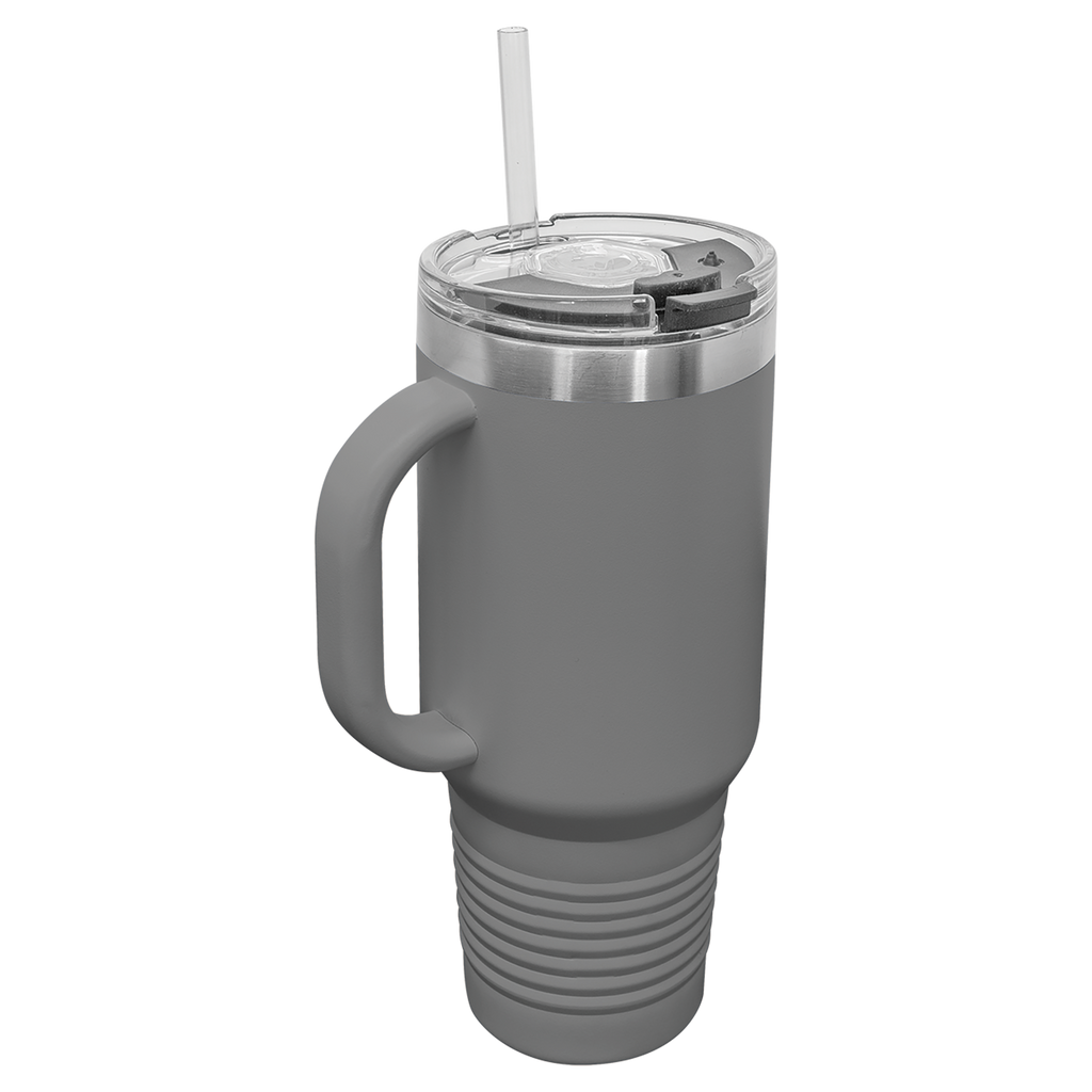 Dark Gray 40 oz. Travel Mug with Straw and Snap Lid