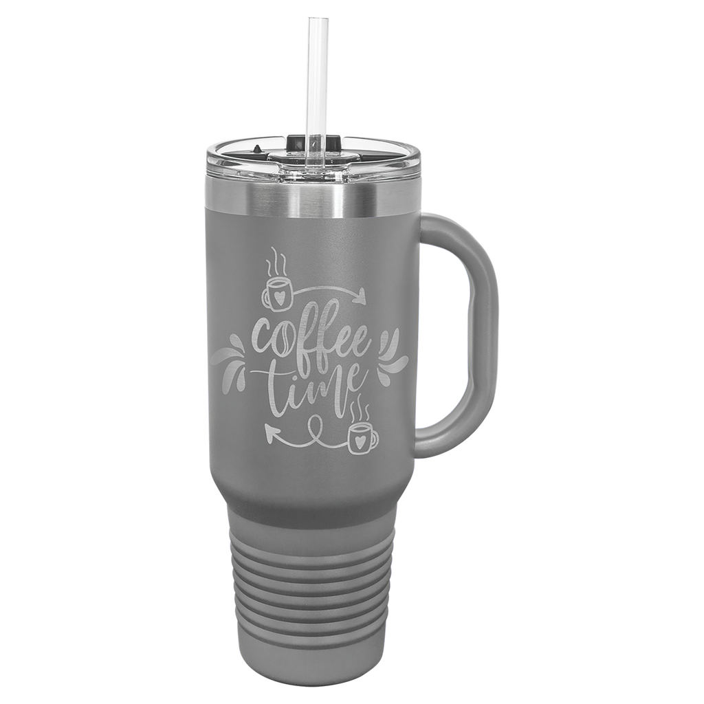 Dark Gray 40 oz. Travel Mug with Straw and Snap Lid
