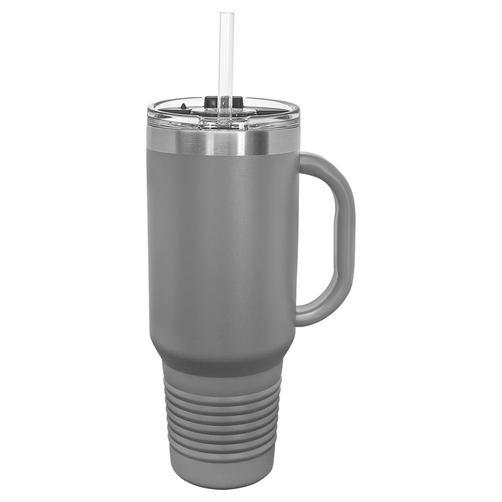 Dark Gray 40 oz. Travel Mug with Straw and Snap Lid