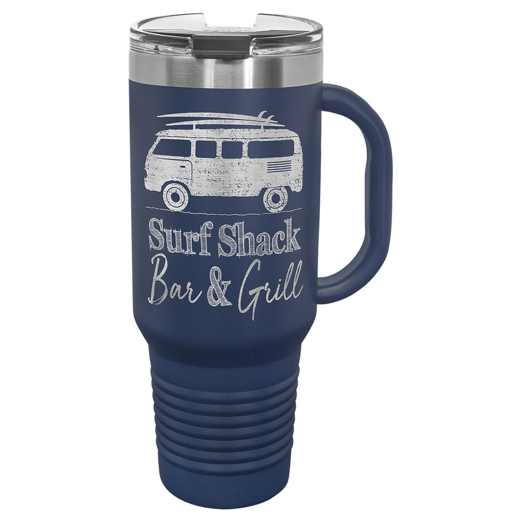 Navy Blue 40 oz. Travel Mug with Straw and Snap Lid