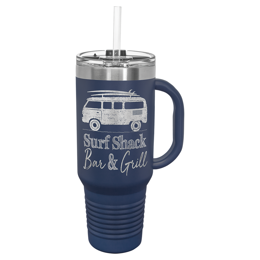 Navy Blue 40 oz. Travel Mug with Straw and Snap Lid