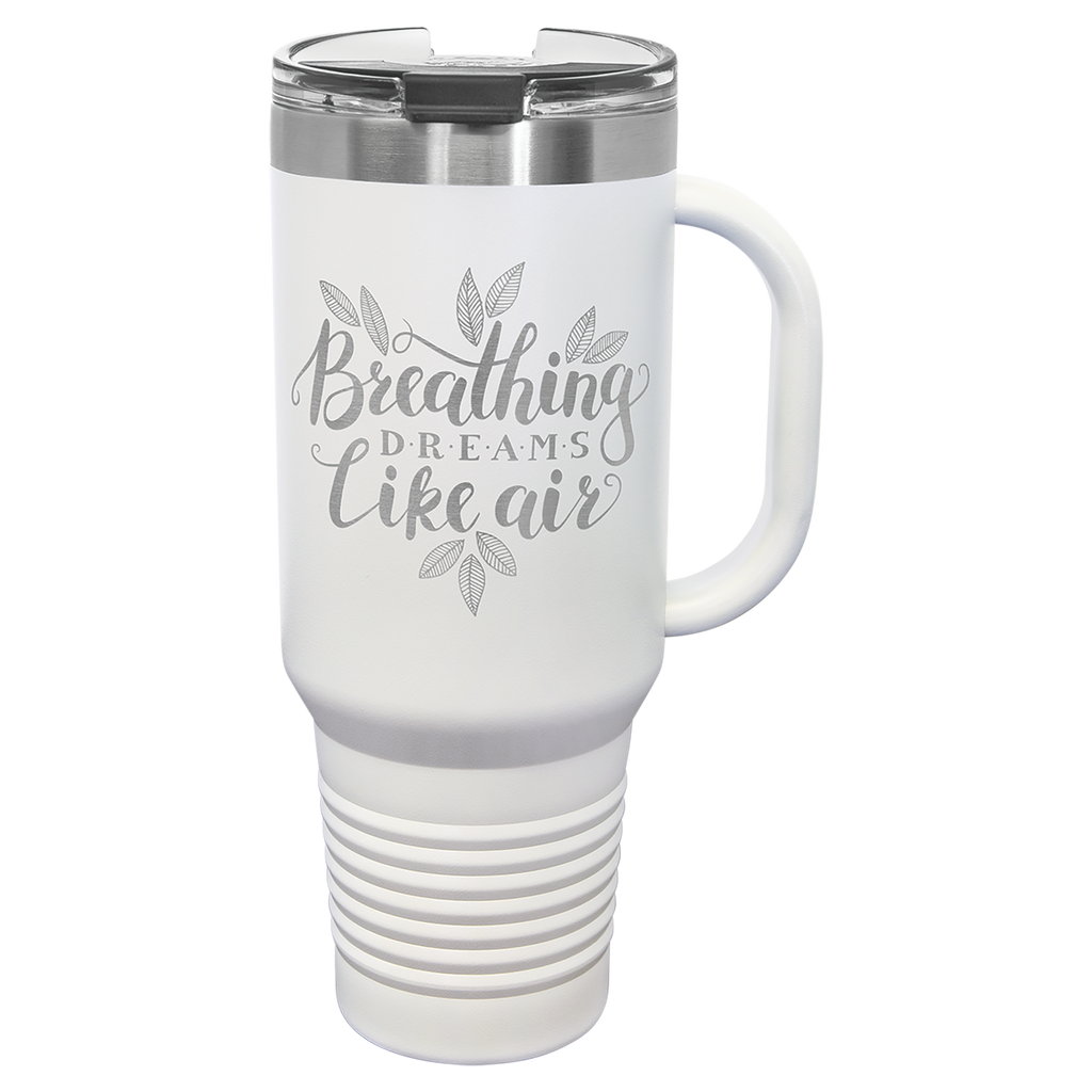 White 40 oz. Travel Mug with Straw and Snap Lid