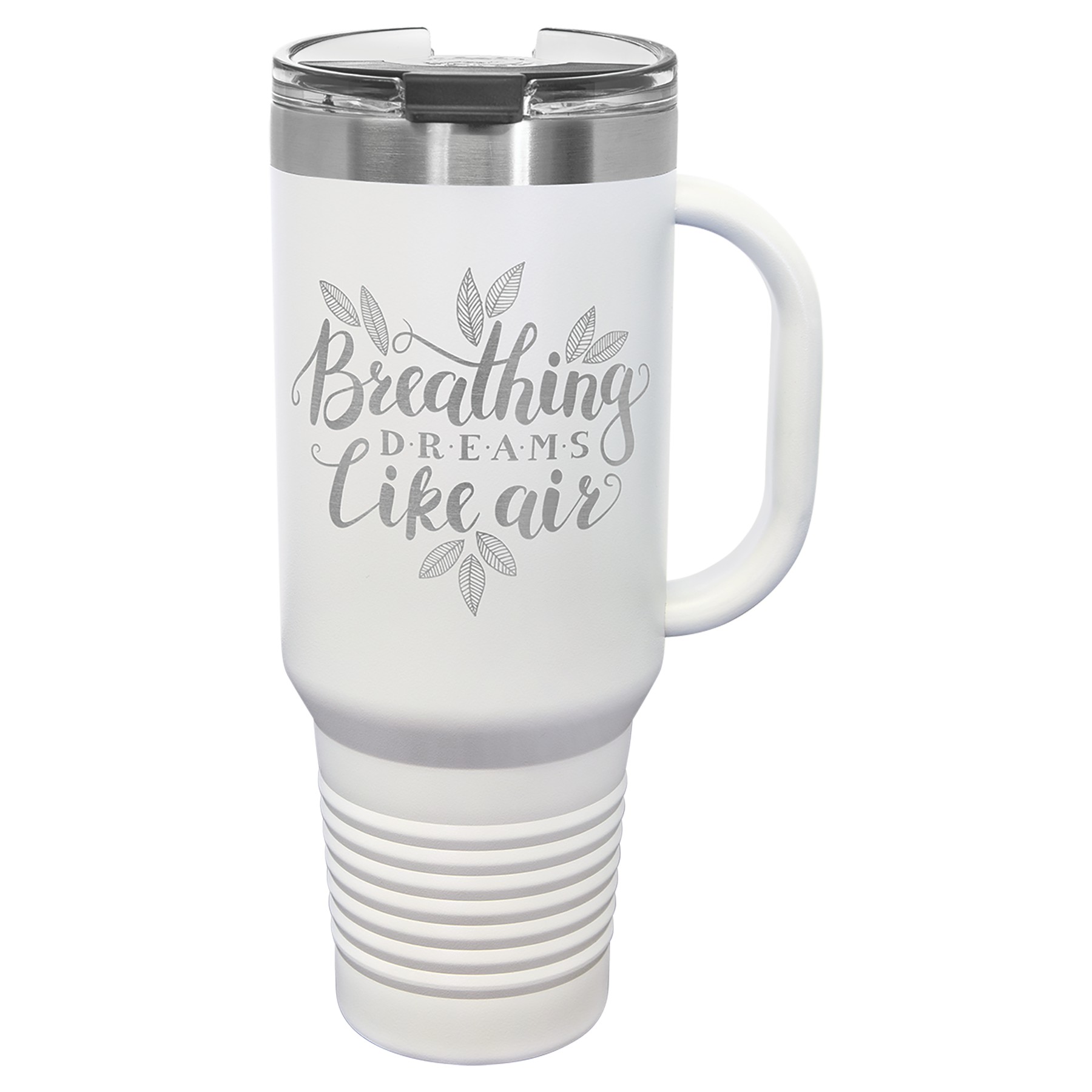 White 40 oz. Travel Mug with Straw and Snap Lid