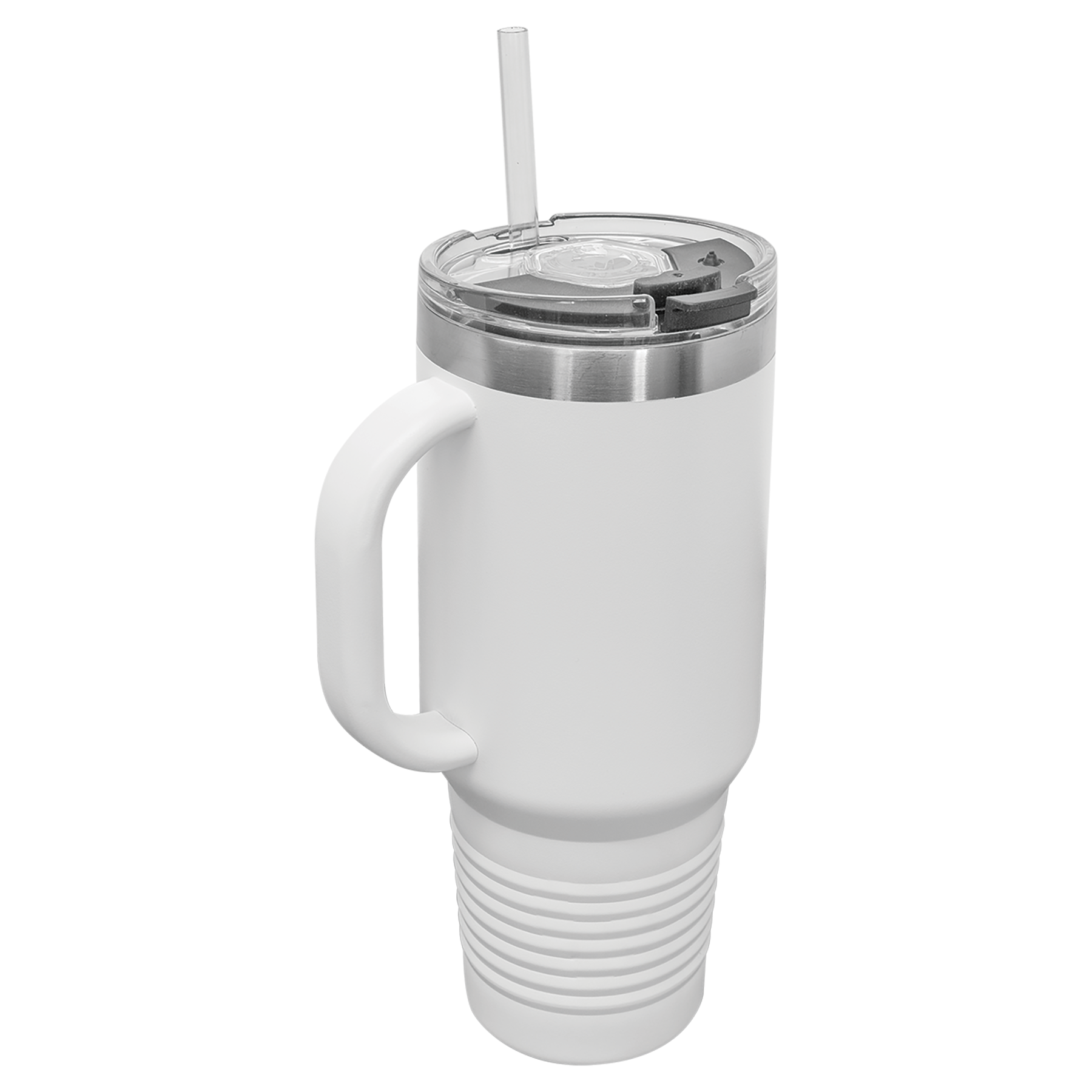 White 40 oz. Travel Mug with Straw and Snap Lid