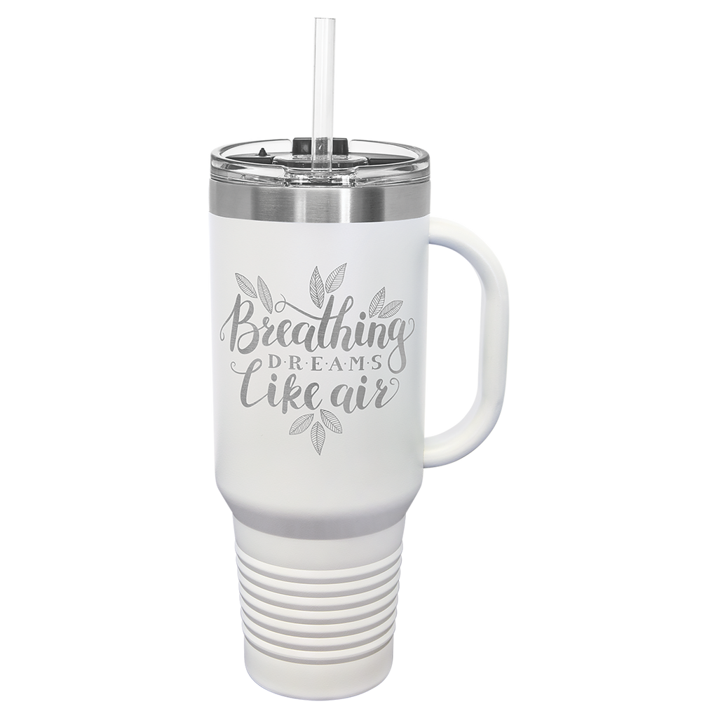 White 40 oz. Travel Mug with Straw and Snap Lid