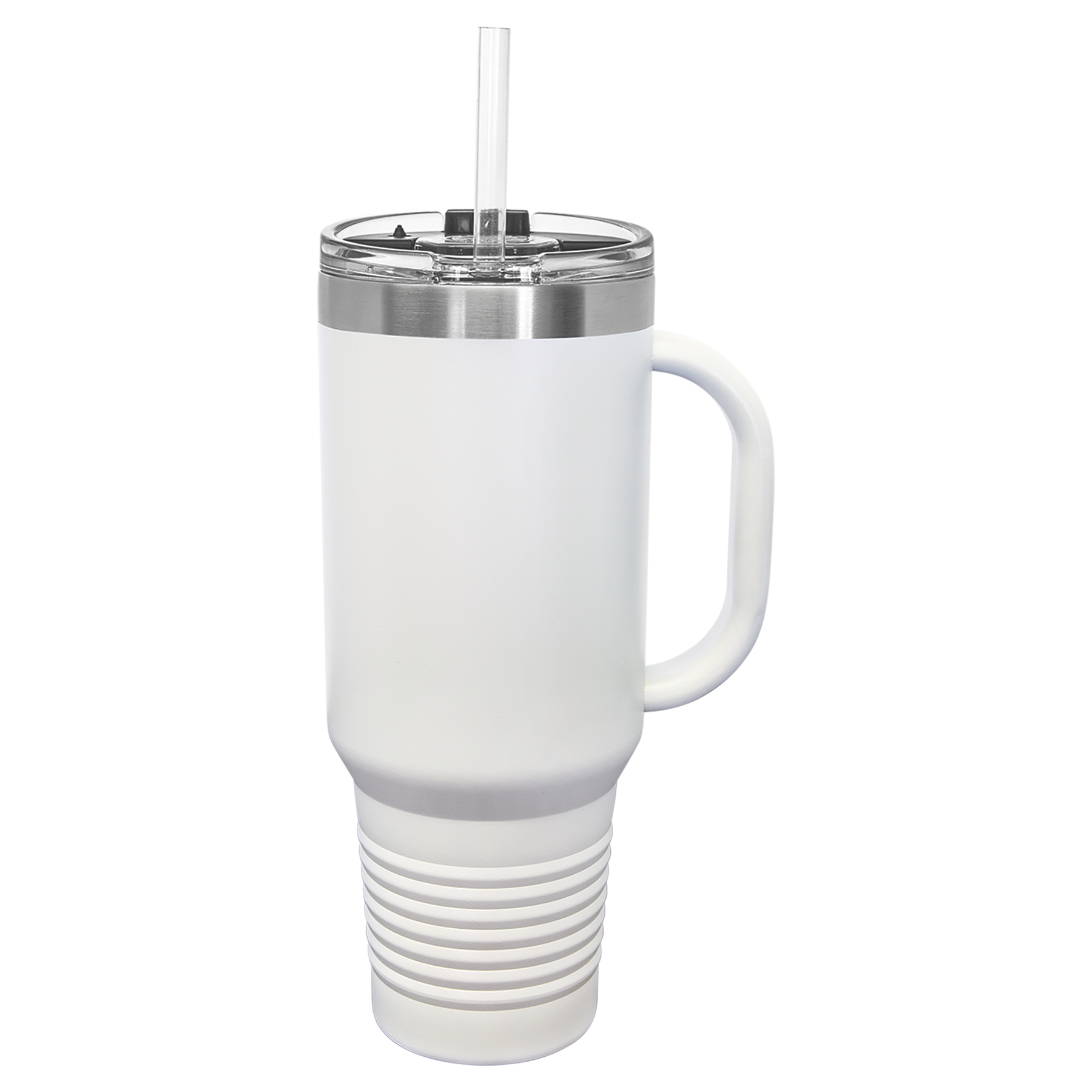 White 40 oz. Travel Mug with Straw and Snap Lid