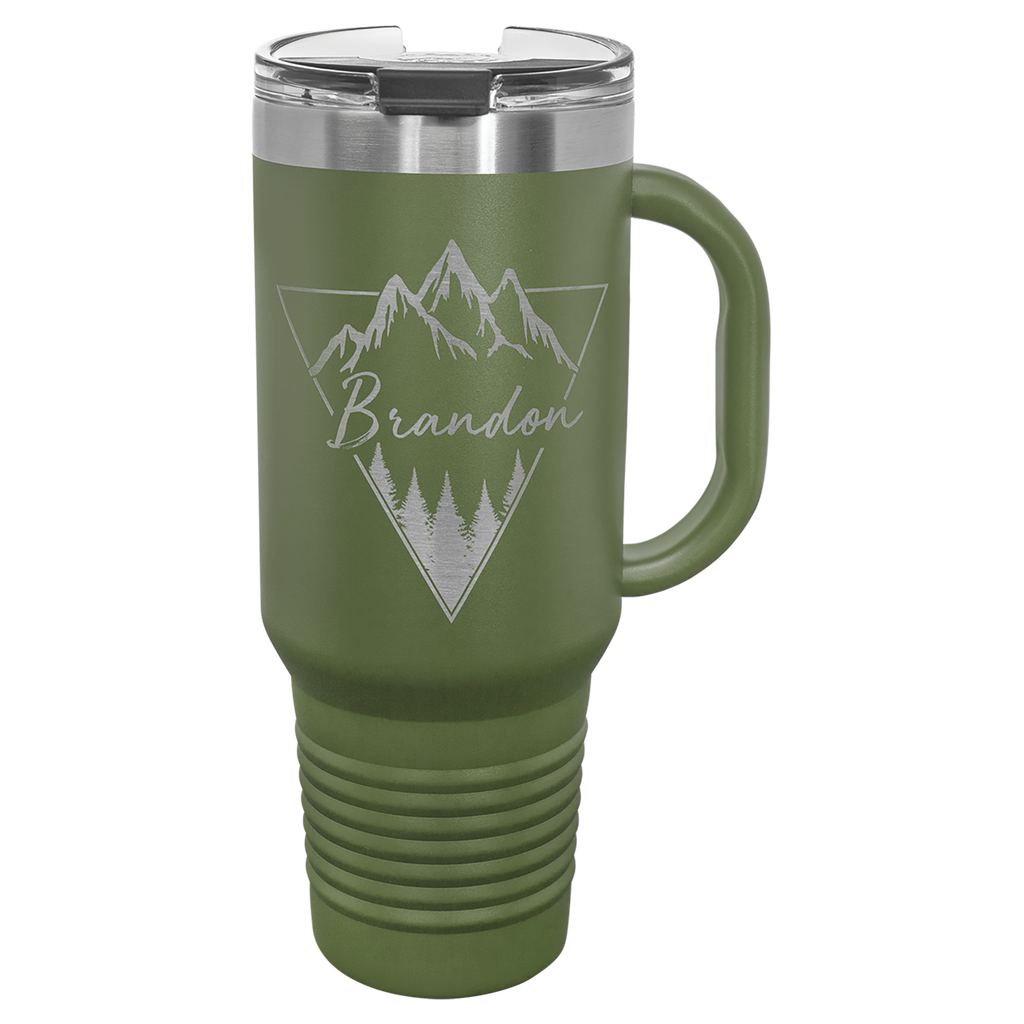 Olive Green 40 oz. Travel Mug with Straw and Snap Lid