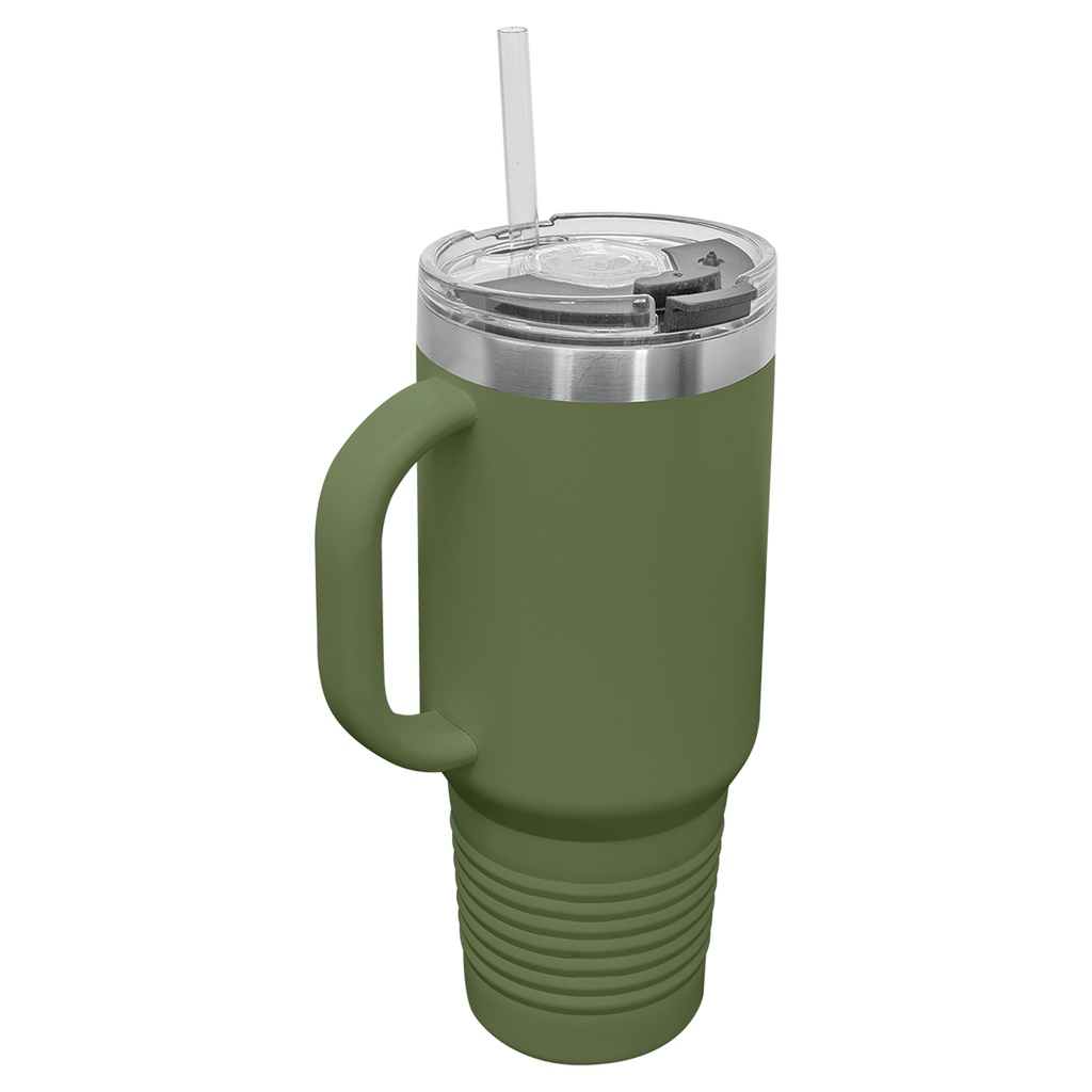 Olive Green 40 oz. Travel Mug with Straw and Snap Lid