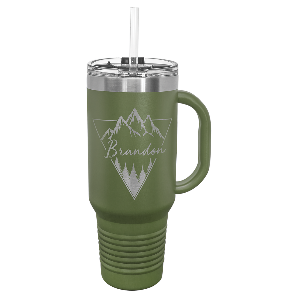 Olive Green 40 oz. Travel Mug with Straw and Snap Lid