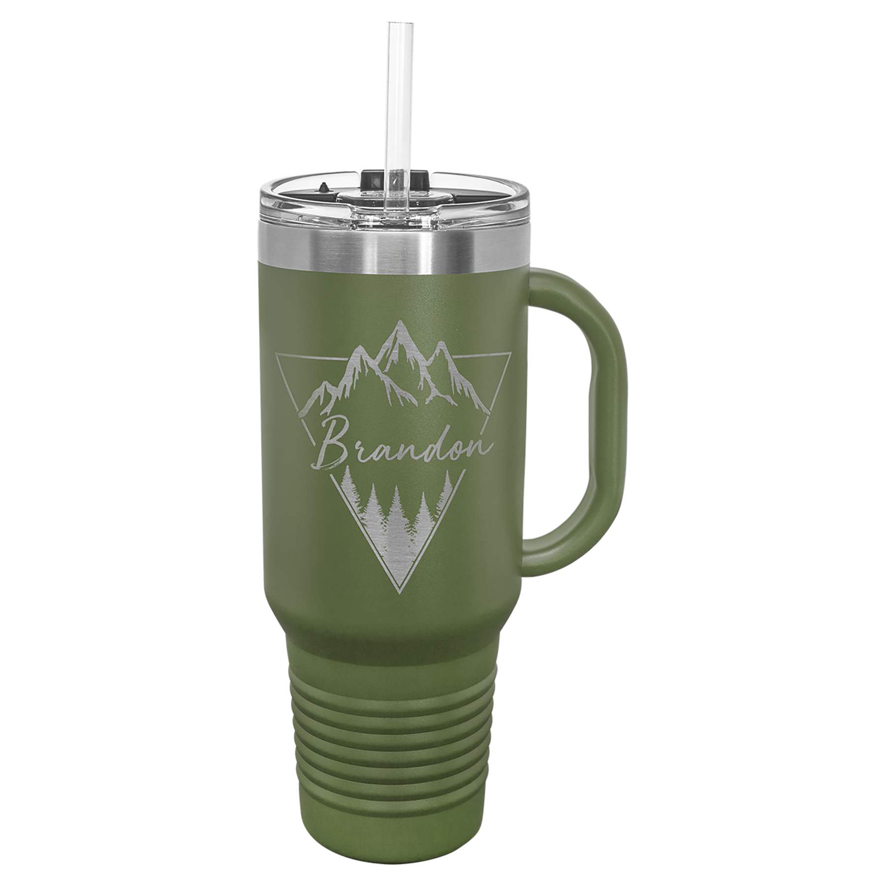 Olive Green 40 oz. Travel Mug with Straw and Snap Lid