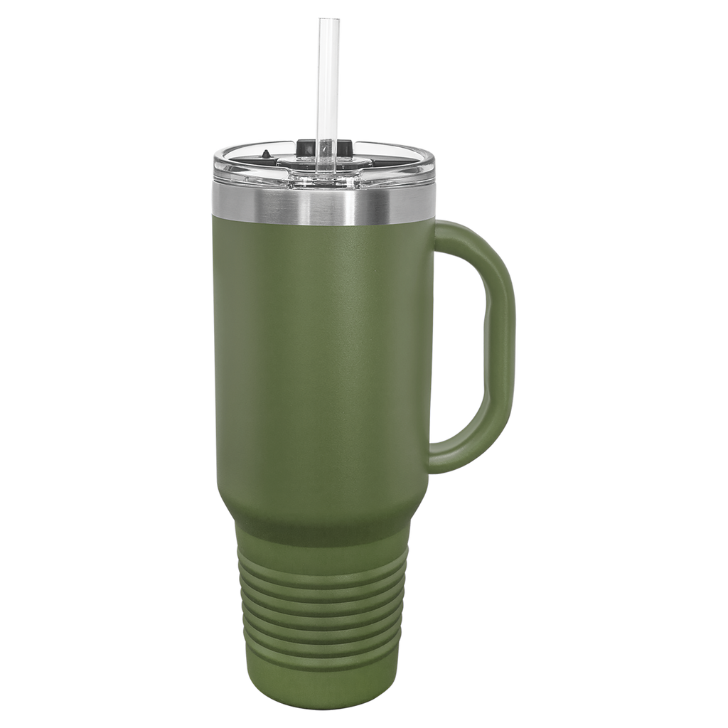 Olive Green 40 oz. Travel Mug with Straw and Snap Lid