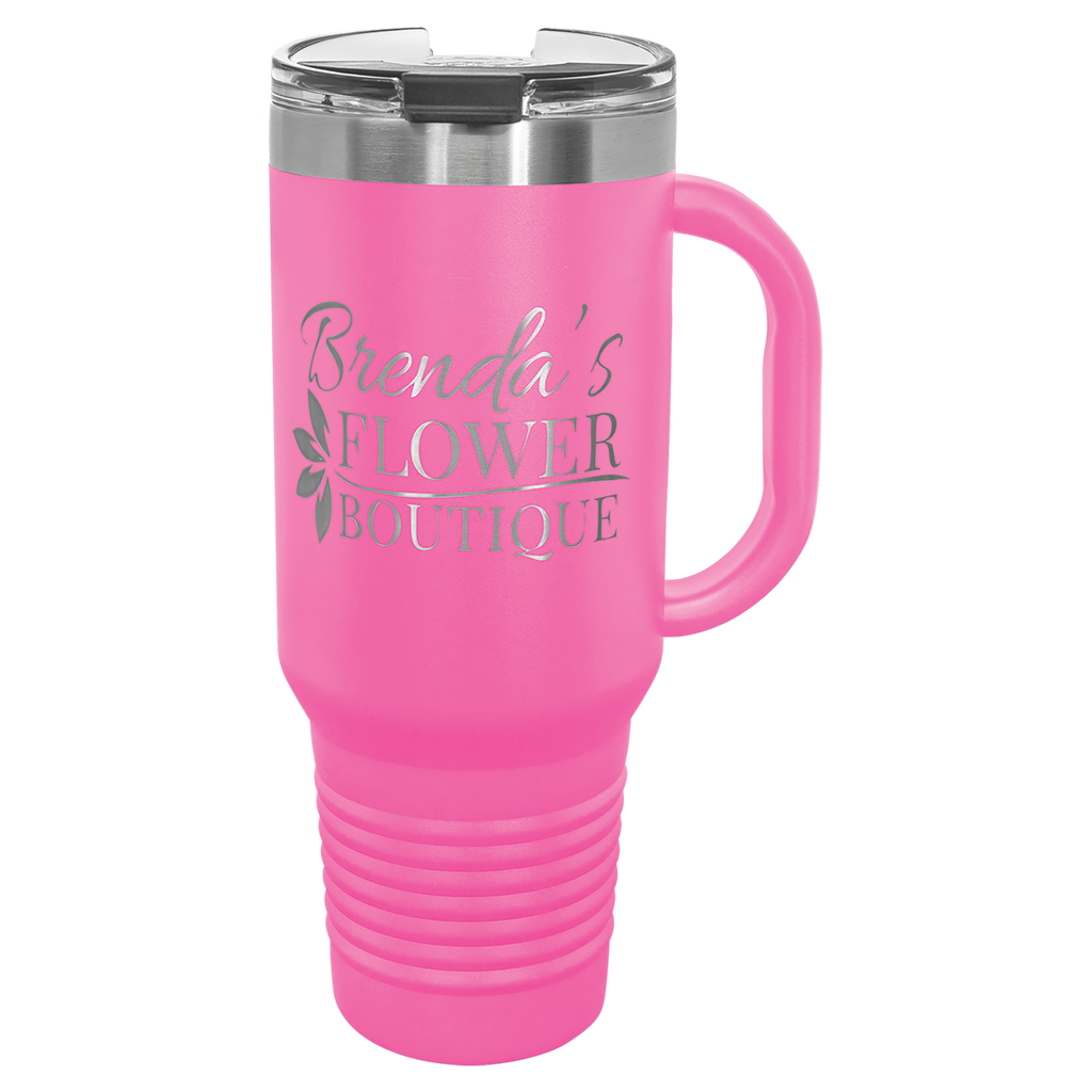 Pink 40 oz. Travel Mug with Straw and Snap Lid