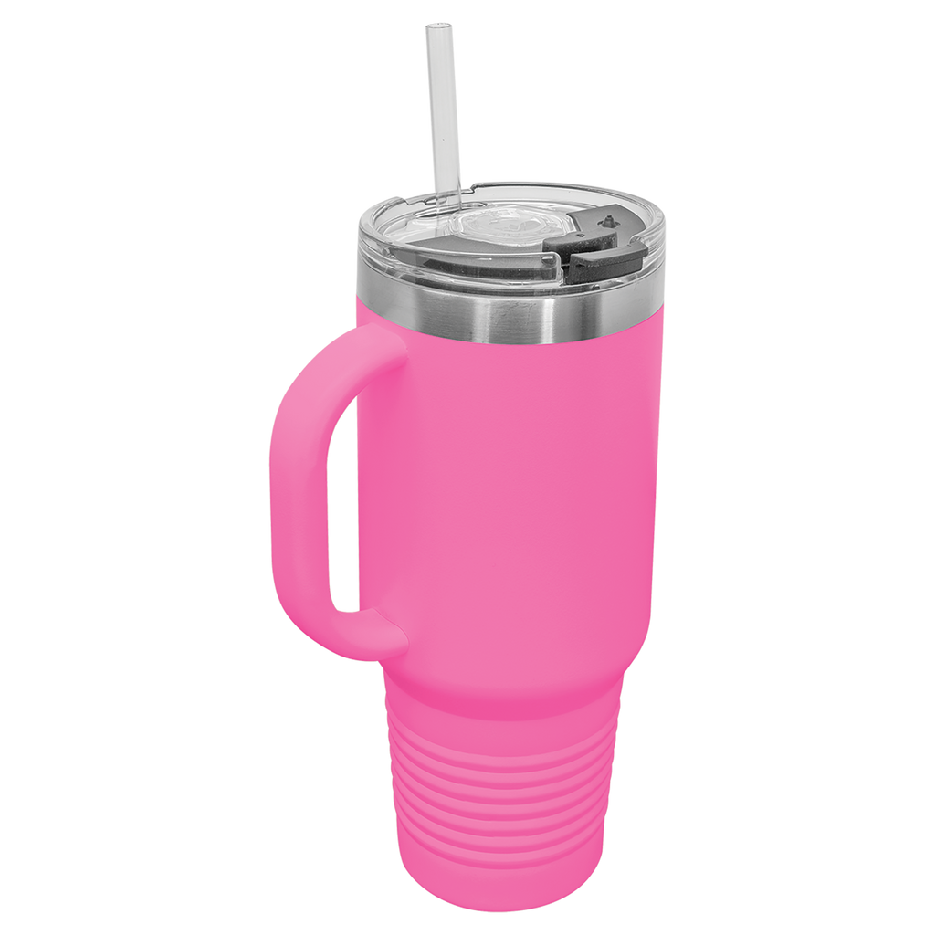 Pink 40 oz. Travel Mug with Straw and Snap Lid