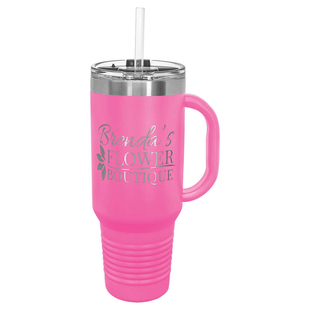 Pink 40 oz. Travel Mug with Straw and Snap Lid