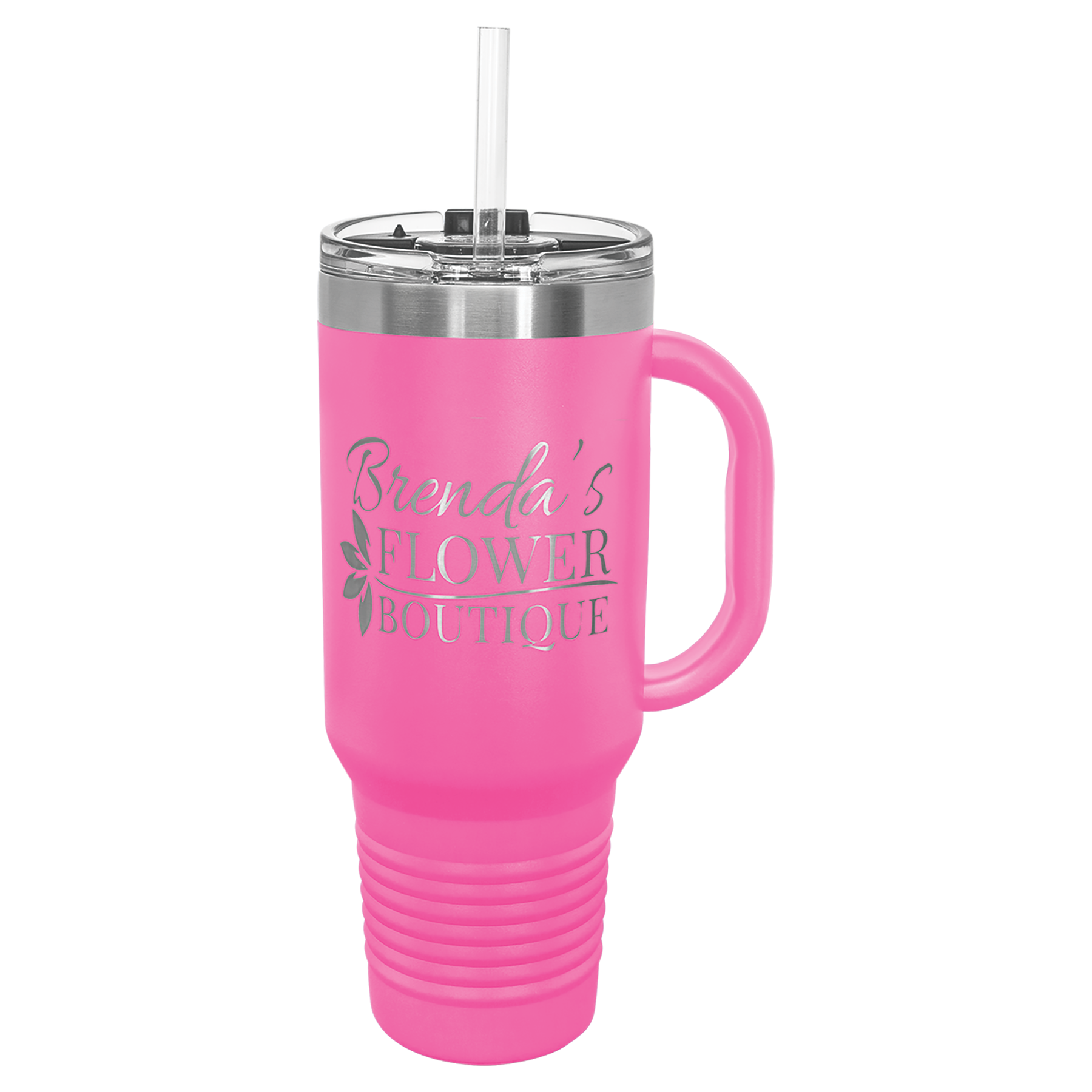 Pink 40 oz. Travel Mug with Straw and Snap Lid