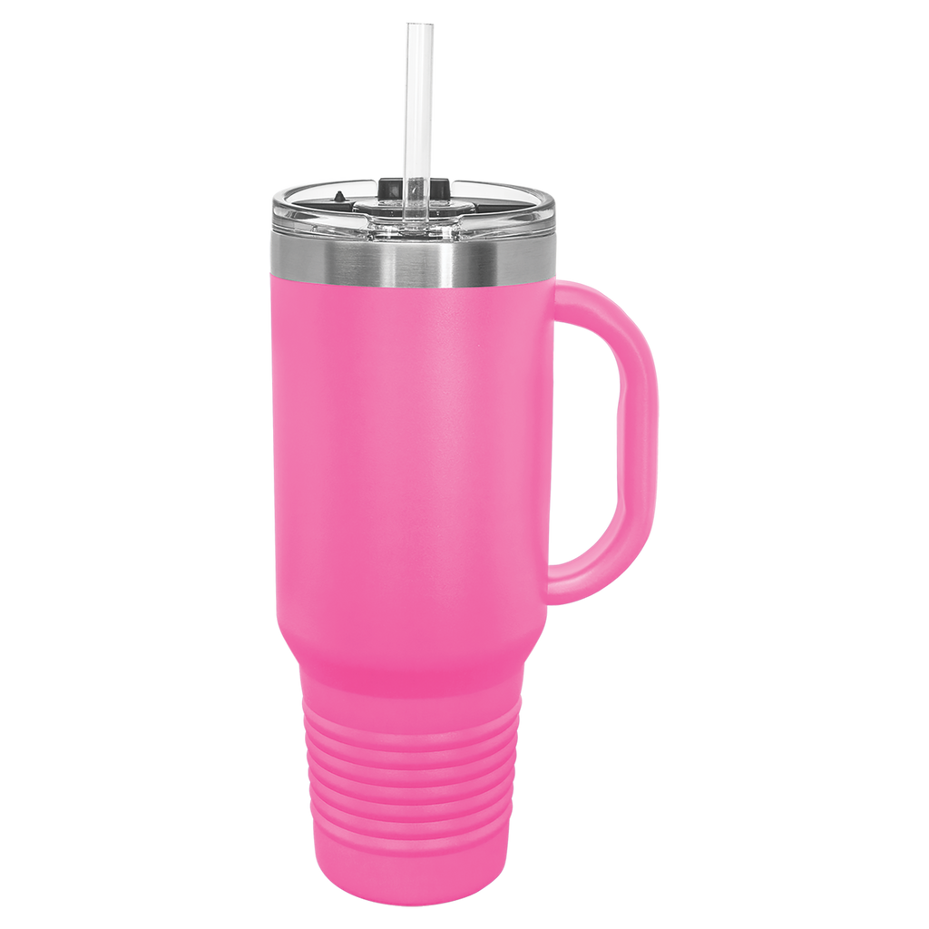 Pink 40 oz. Travel Mug with Straw and Snap Lid