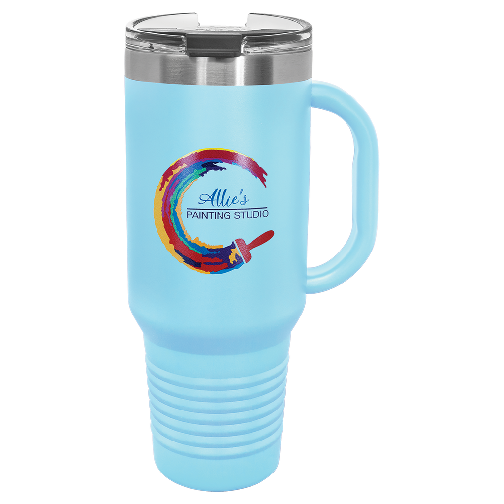 Light Blue 40 oz. Travel Mug with Straw and Snap Lid