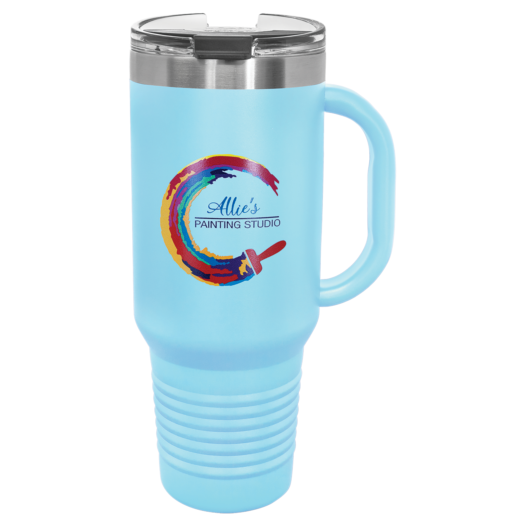 Light Blue 40 oz. Travel Mug with Straw and Snap Lid