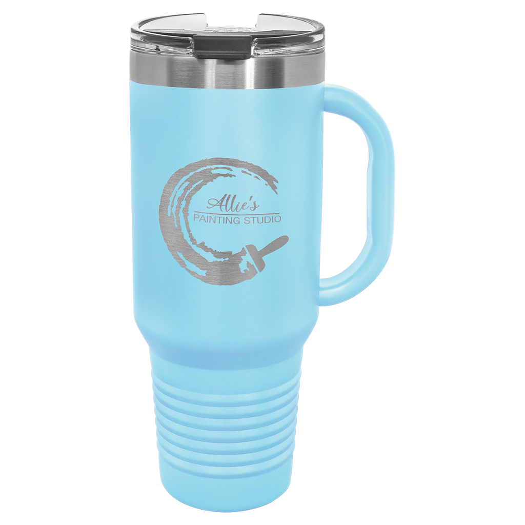 Light Blue 40 oz. Travel Mug with Straw and Snap Lid