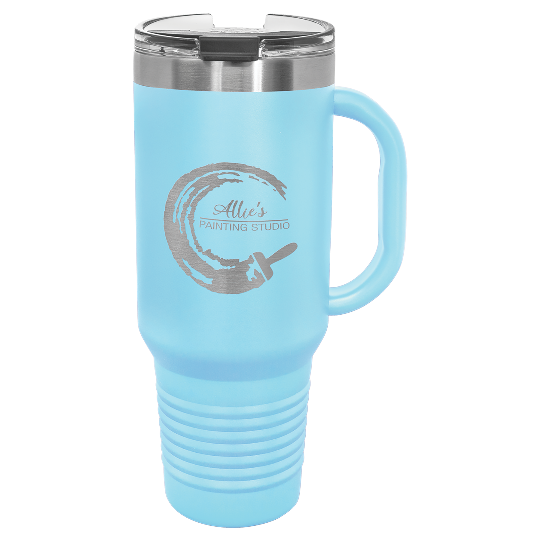 Light Blue 40 oz. Travel Mug with Straw and Snap Lid