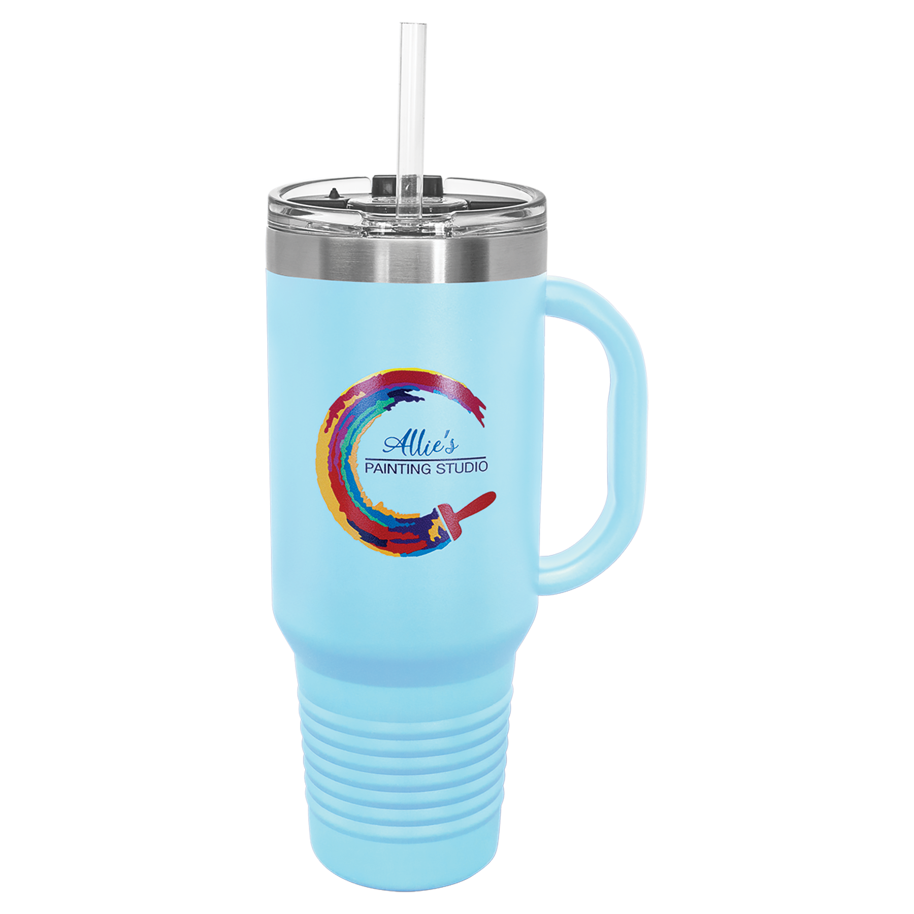 Light Blue 40 oz. Travel Mug with Straw and Snap Lid