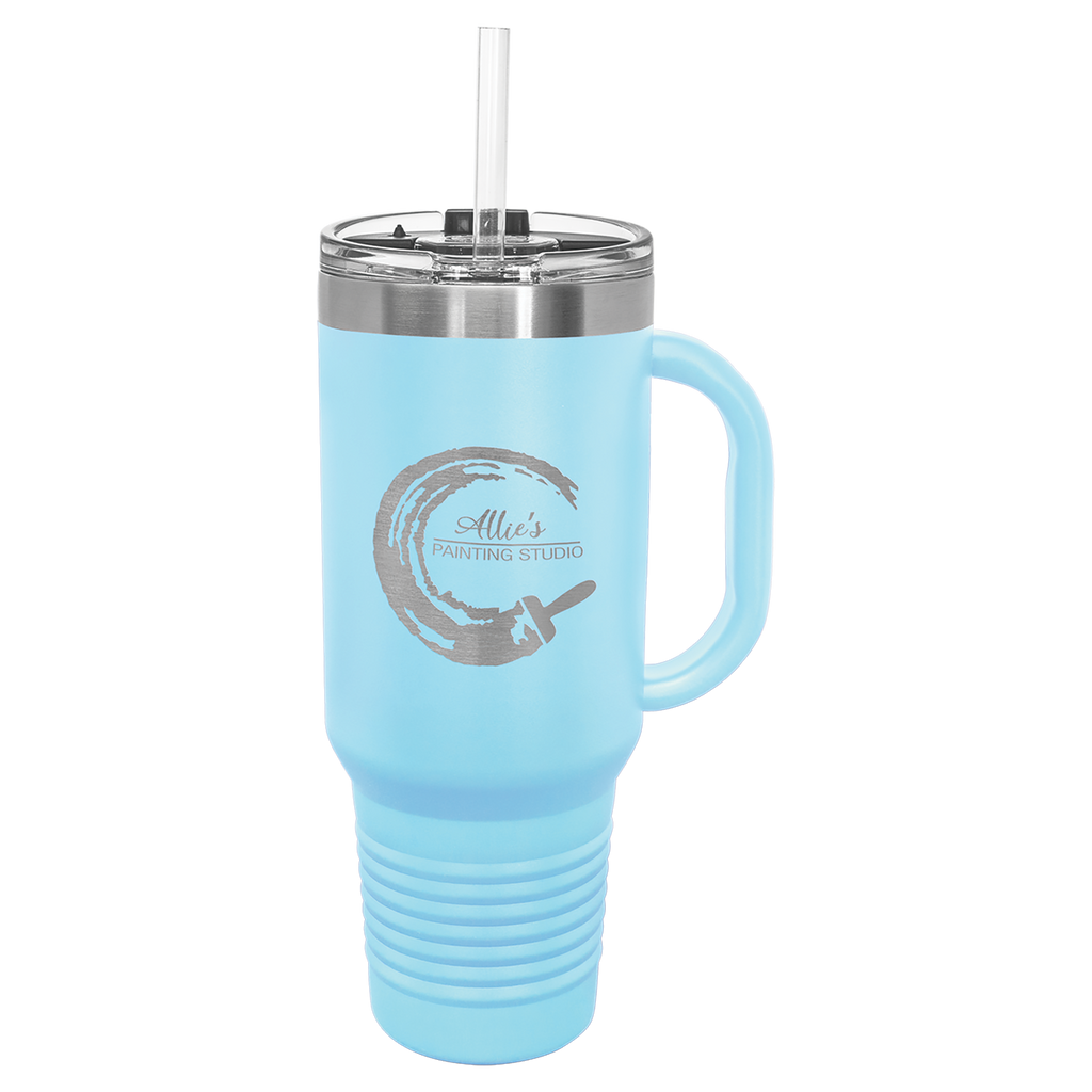 Light Blue 40 oz. Travel Mug with Straw and Snap Lid