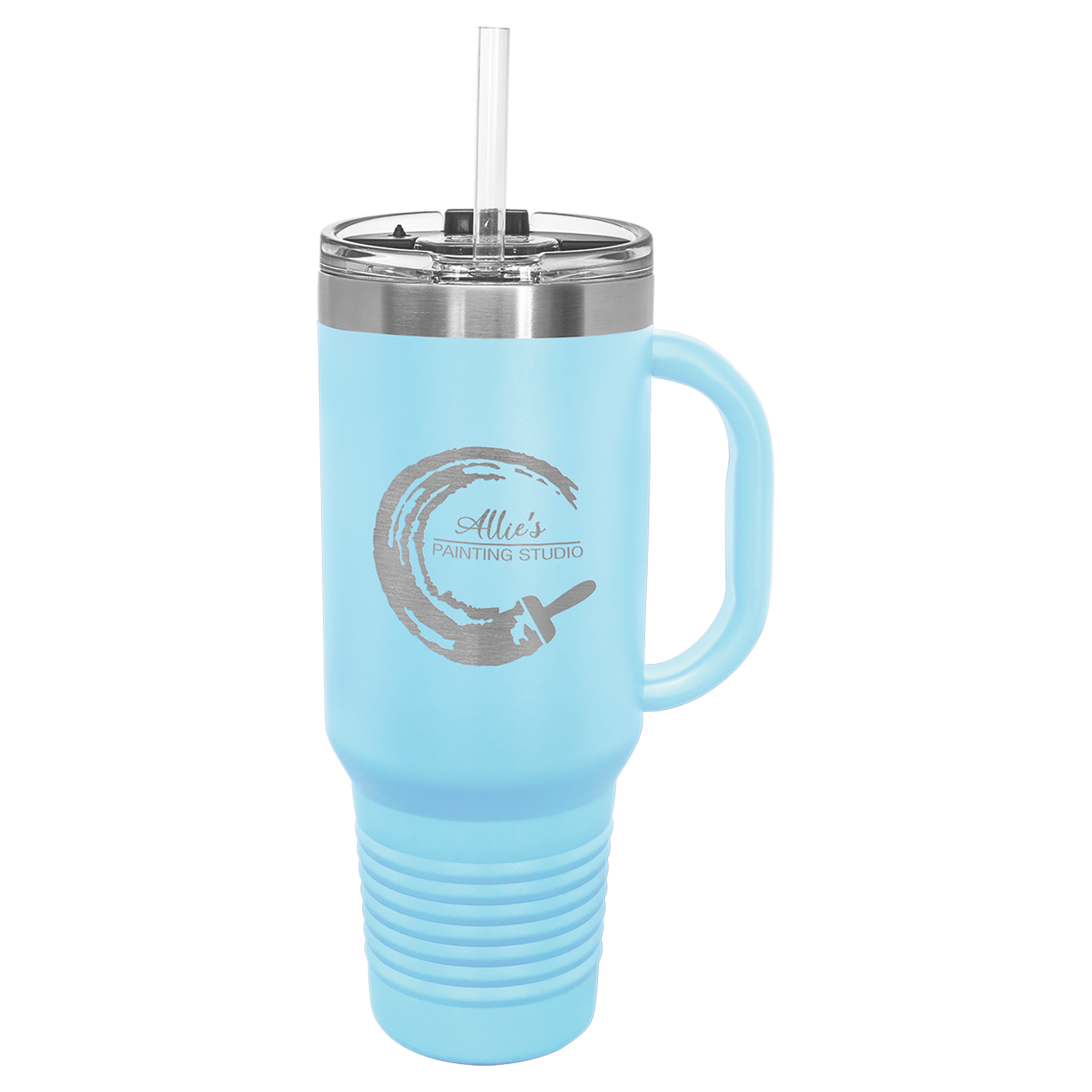 Light Blue 40 oz. Travel Mug with Straw and Snap Lid