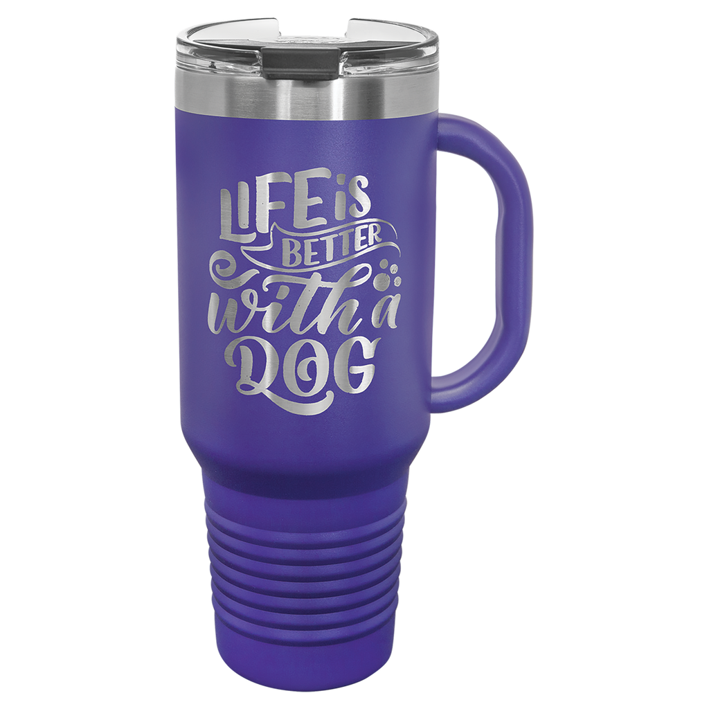 Purple 40 oz. Travel Mug with Straw and Snap Lid