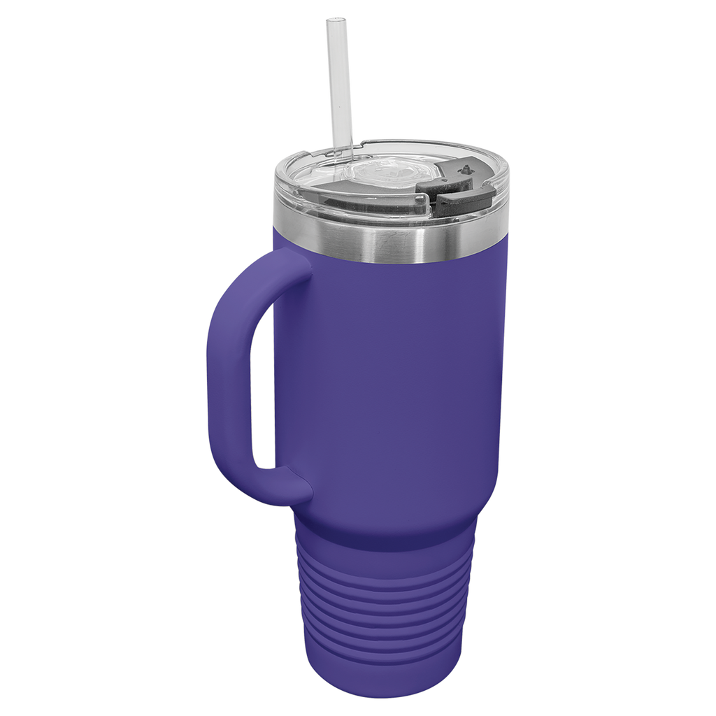 Purple 40 oz. Travel Mug with Straw and Snap Lid