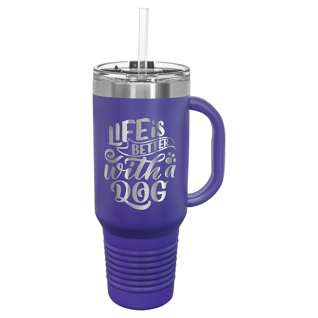 Purple 40 oz. Travel Mug with Straw and Snap Lid