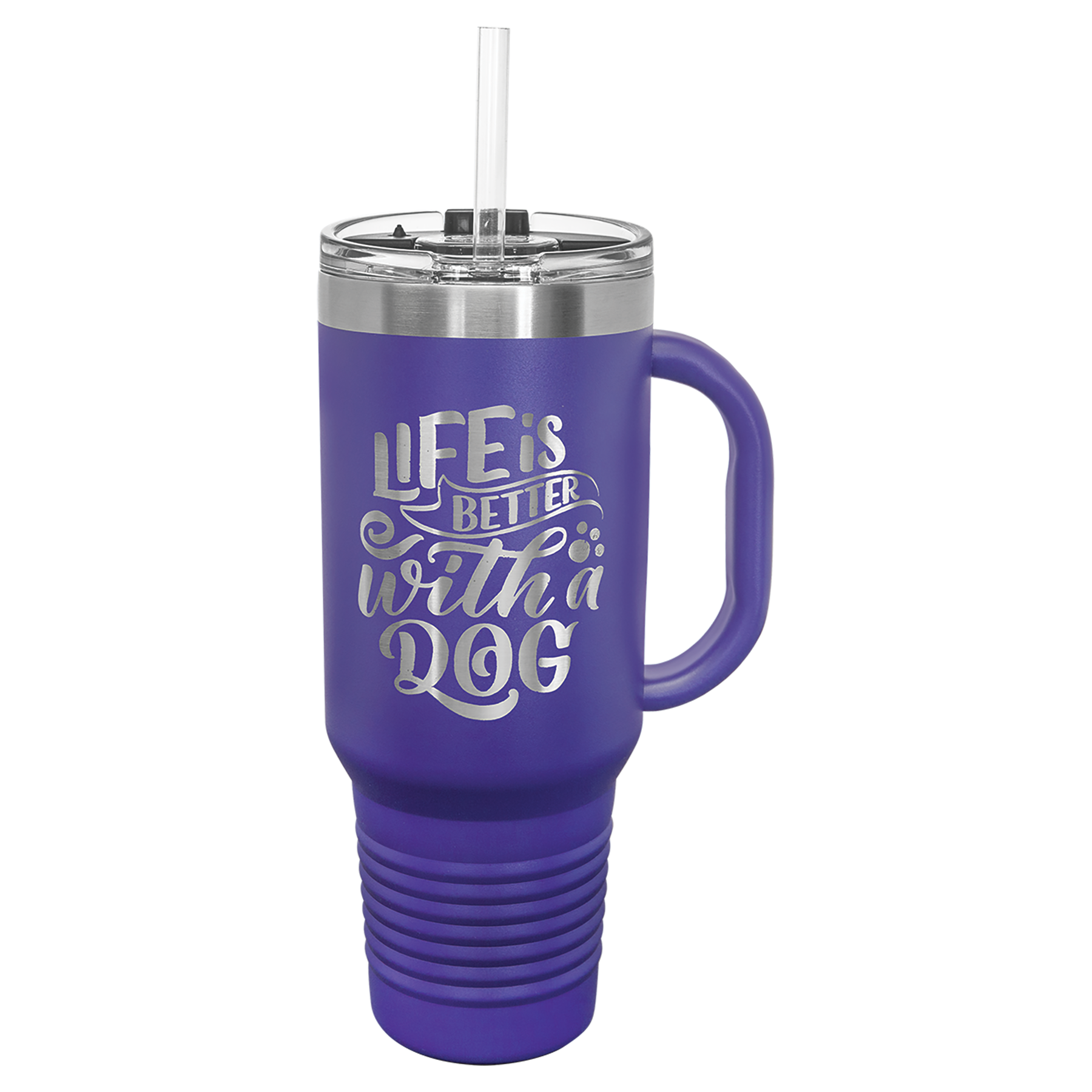 Purple 40 oz. Travel Mug with Straw and Snap Lid