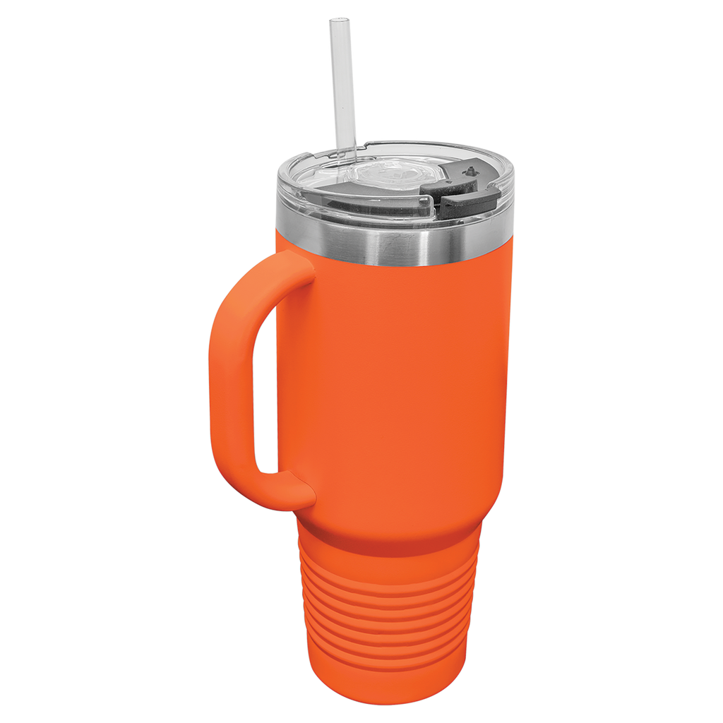 Orange 40 oz. Travel Mug with Straw and Snap Lid